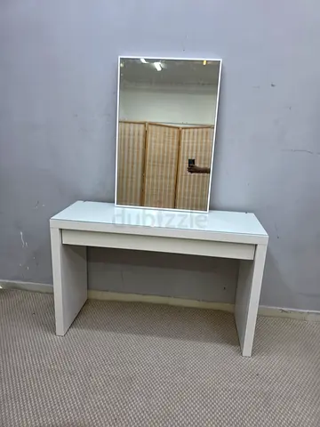 White Dressing Table with Mirror - Minimalist Vanity Desk
