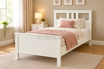 Classic White Single Wooden Bed Frame