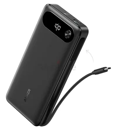 Anker Power Bank, 20,000mAh Portable Charger, Built-in USB-C Cable, 3-Port
87W Total Fast Charging B
