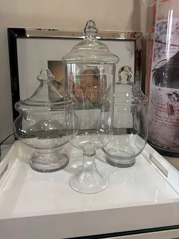 Set of 3 Glass Candy / Decorative Jars with Lids