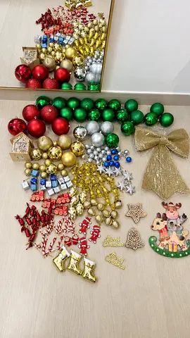 Mixed Christmas Tree Decorations Bundle – Baubles, Ornaments, Ribbon Bow