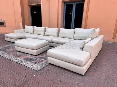High-quality Marina Home feather 🪶 filled U Shape Sofa Beige with footstool