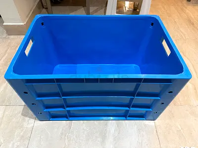 Large Blue Plastic Storage/Stacking Crate - Durable Industrial Bin