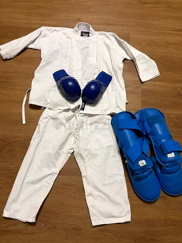 Karate Gi +Gloves & Shin Guards – Full Set ( size 130cm)