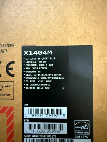 Asus vivobook X1440M- Intel Core 5, 8GB RAM, 512GB SSD (boxed)