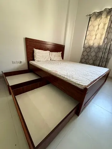 King Size Bed – Strong Wood + Both Side Large Storage