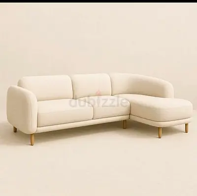 Cream L-shaped-seater Sofa with Right-side Chaise