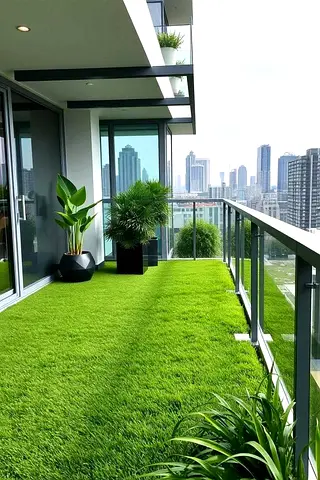 Artificial Grass Turf Roll for Balcony - Fresh Green, Good Condition