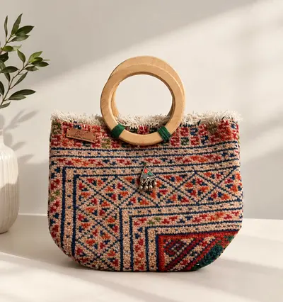 Woman persian rug bag