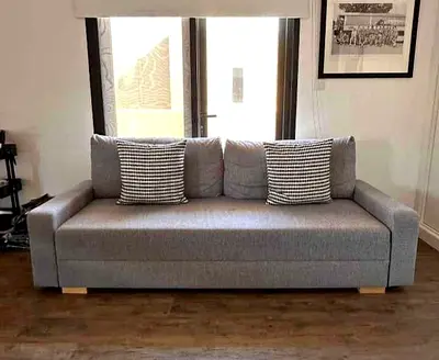 Modern Grey Fabric 3-Seater Sofa