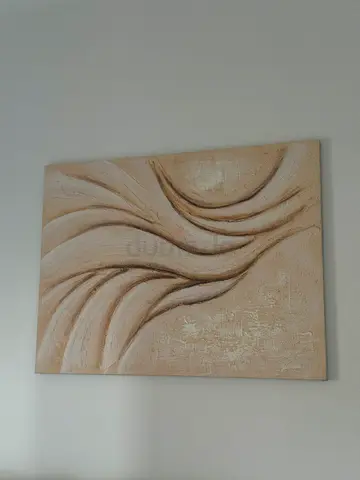 Abstract textured beige wall painting — canvas art piece
