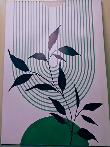 Abstract botanical canvas wall art - green & navy