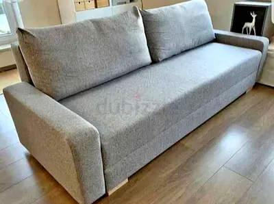 Grey 3-Seater Fabric Sofa in Good Condition