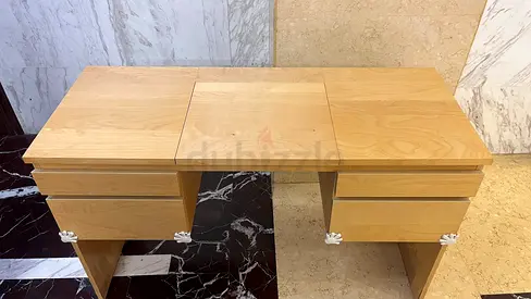 Light wood study desk with drawers - good condition