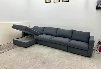 Modern L-Shaped Sectional Sofa with Built-in Storage