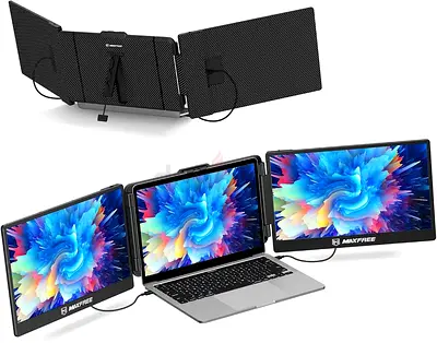 Portable Triple Screen Laptop Monitor - MaxFree Dual Side Monitors 60% Discount
