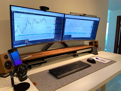 Complete Dual 27” Samsung Curved Monitor Setup + Navodesk Gas-Spring Arms