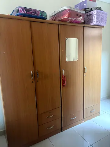 Wooden Wardrobes 3 pieces with Drawers and Mirror - Very Good Condition