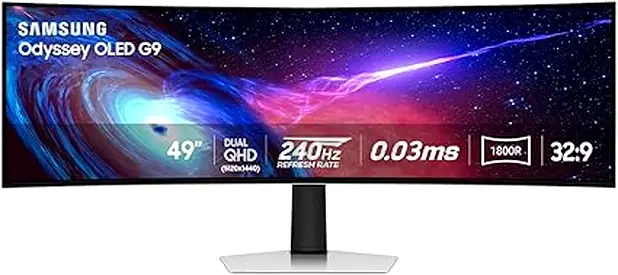 Samsung Odyssey CG9 49 Inch Curved 240Hz Ultrawide DQHD 5120x1440 1ms G-Sync Gaming Monitor