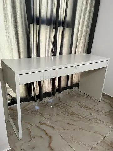 White IKEA Micke Desk with Two Drawers