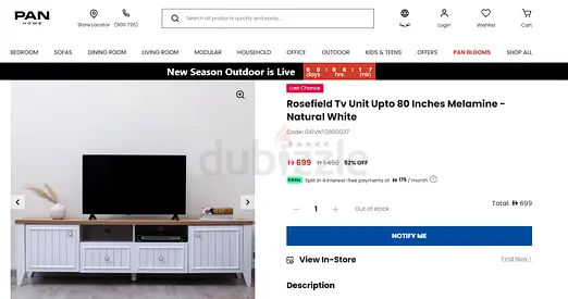 PAN HOME Rosefield Tv Unit