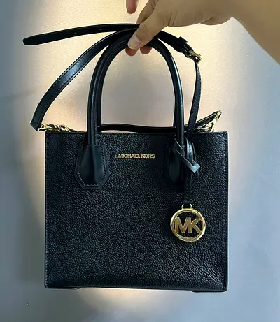 Michael Kors Black Leather Tote Crossbody Bag - Medium