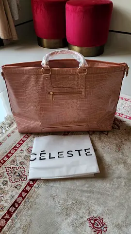 Celeste large faux-croc tote / travel bag - blush pink
