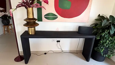 WS Living Designer Console Table – Matte Black Textured Finish – 1.8m