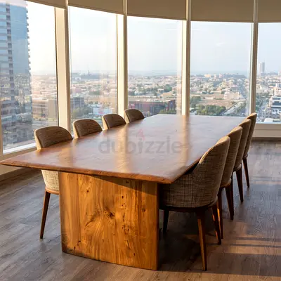 Oakwood Dining Table w/ 8 Genova Chairs - Large Conference Table - Dining set or Office Furniture