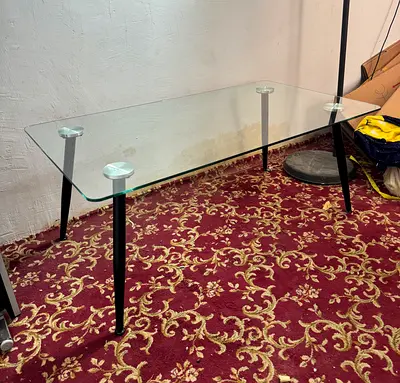 Free delivery Coffee table Glass Top Dining/Work Table with Black Legs - Good Condition