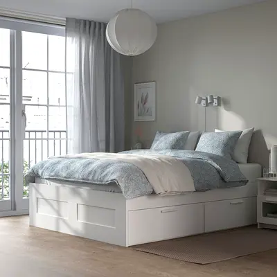 Ikea Brimmes Queen Bed with storage