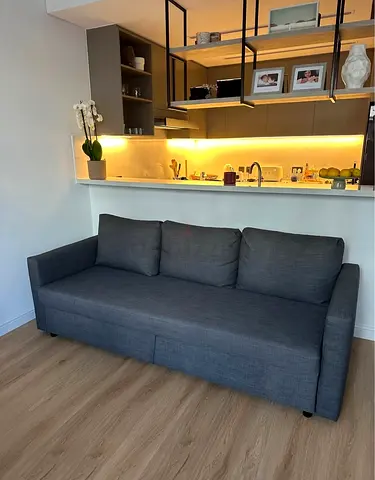 Gray 3-Seater Sofa Bed with Storage - Good Condition