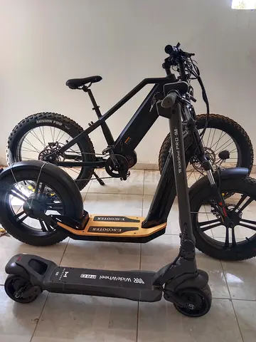 2 electric scooters and monster fat tyre ebike