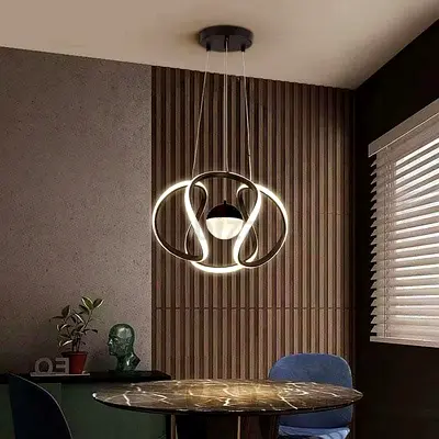 Modern LED Pendant Light Fixture - Sculptural Ring Design