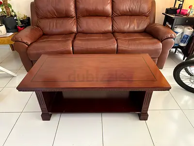 Solid Wood Coffee Table with Lower Shelf - Classic Design