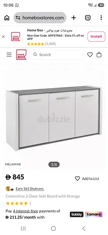 Cementino 3-Door Side Board with Storage - White/Grey, Melamine