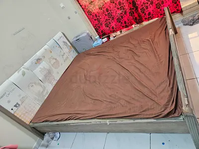 Kimg size wooden bed frame with headboard - good condition