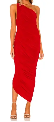 Red One-Shoulder Midi Norma Kamali Diana Dress - Size XS