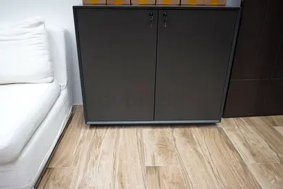 Gray metal storage cabinet with locks - good condition