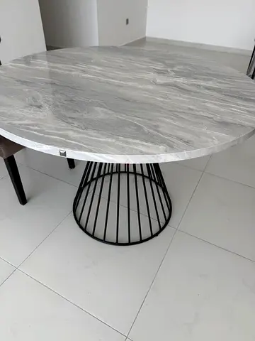 Faux marble white dining table 4seater