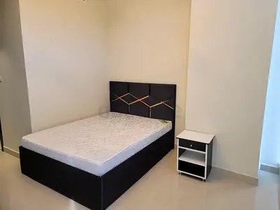 Double bed with mattress and bedside table - good condition