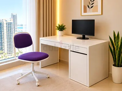 Modern White Study Desk with Integrated Storage