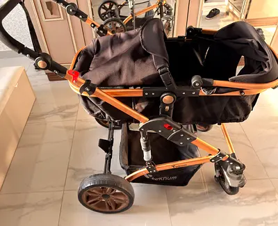 Teknum 3-in-1 Baby Stroller / Pram + Car Seat – Rose Gold & Black
