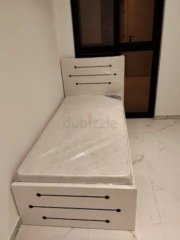 Single bed with mattress - white wooden frame, like new