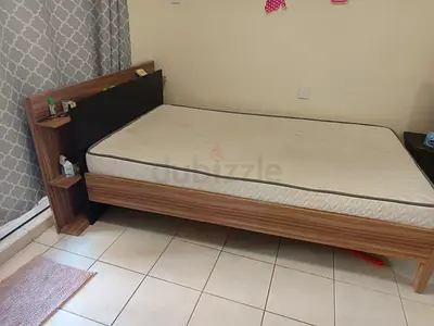 wooden bed frame with mattress - good condition