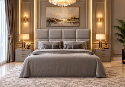 Brand new King bed upholstered bed with headboard storage bed - Grey king size bed modern