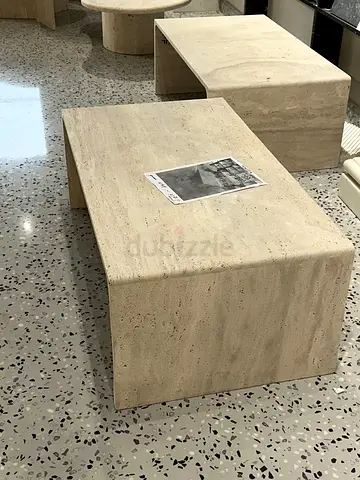 Custom Made Travertine Coffee Table with Solid Block Design and Natural Stone Finish