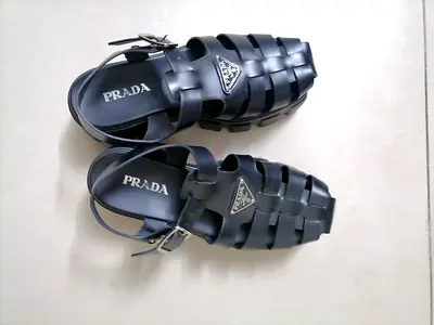 Prada Rubber Monolith Sandals - Black, EU 37
