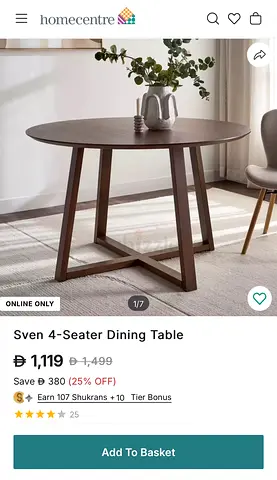 6-seater dining chairs with Home centre Sven table (120x76 cm)