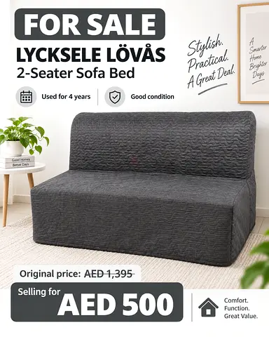 IKEA LYCKSELE LÖVÅS 2-Seater Sofa Bed – AED 500